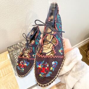 tory burch resort embroidered lace up espadrille flats 8